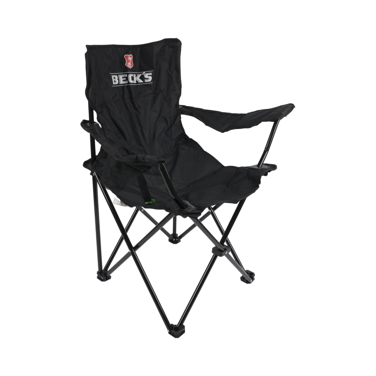 1 chaise de camping Becks en acier et polyester avec porte-boisson, sac de transport et sangle inclus, couleur noire, neuve – Vue 2