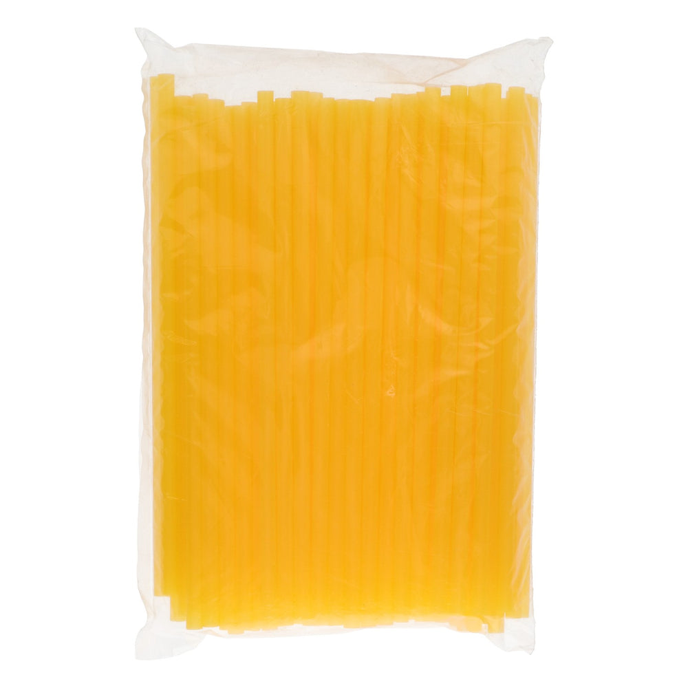 100 pailles en plastique jaunes, 0,8 x 25,5 cm, pour cocktails et fêtes