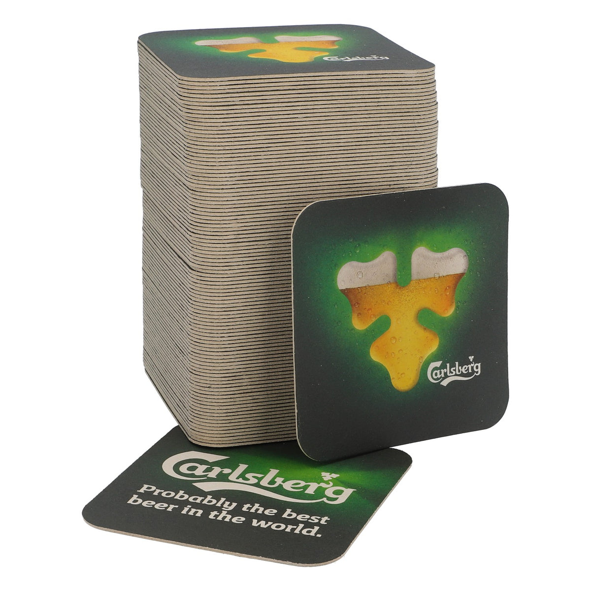 100x sous-verres Carlsberg sous-verres en carton 9,5x9,5 cm