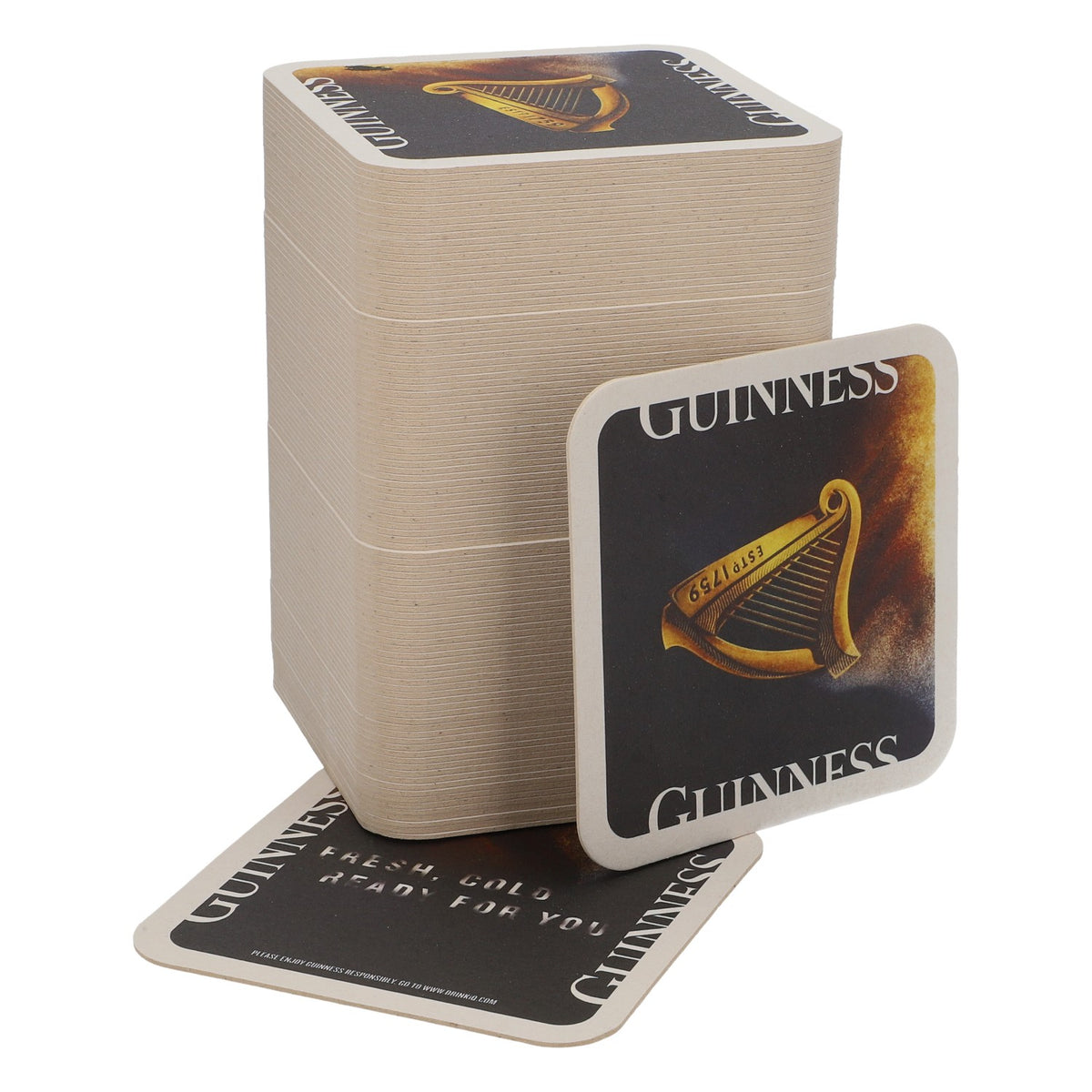 100 sous-verres Guinness « Fresh, cold, ready for you » 9,5 x 9,5 cm