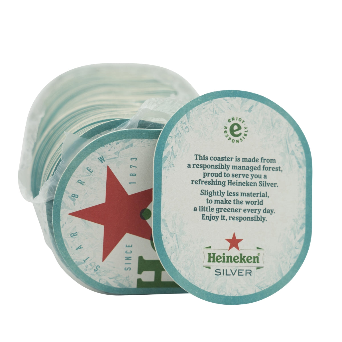100x sous-verres Heineken en feutre pour bière Silver Brouwerij Beer – Vue 2