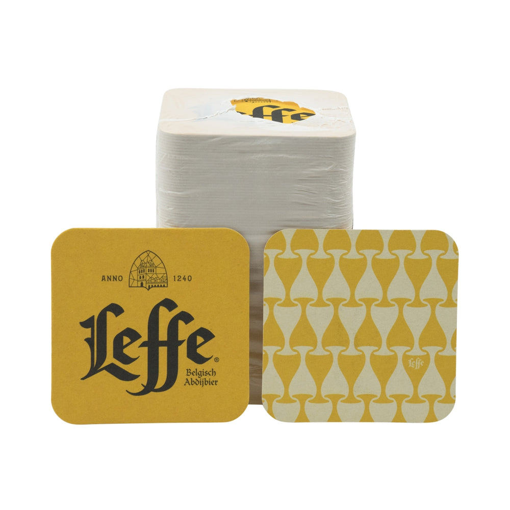 100 sous-verres Leffe 9 x 9 cm, tapis de bière, protection anti-gouttes, restauration, bar