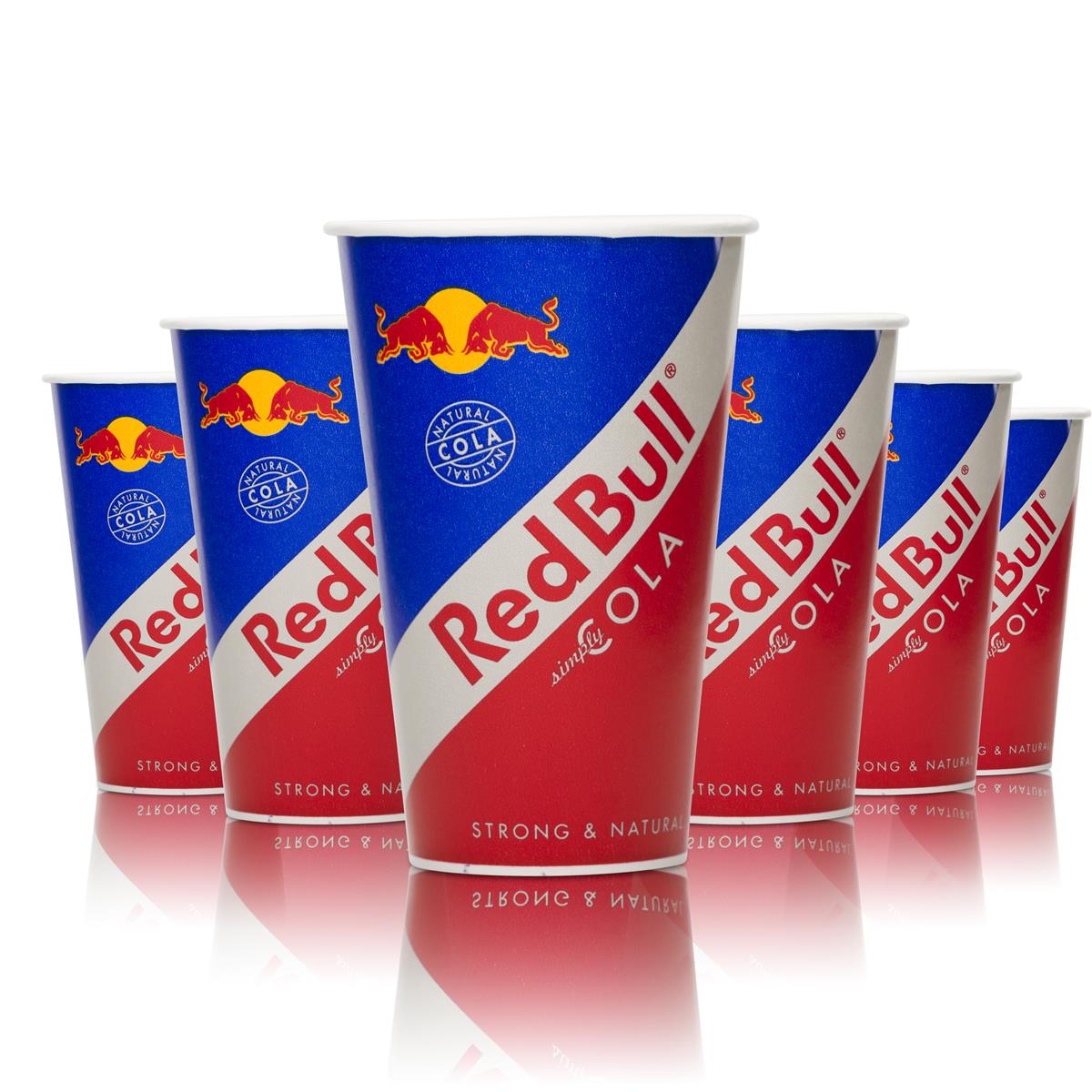 100 gobelets jetables Red Bull Energy en papier Red Bull Cola rouge bleu