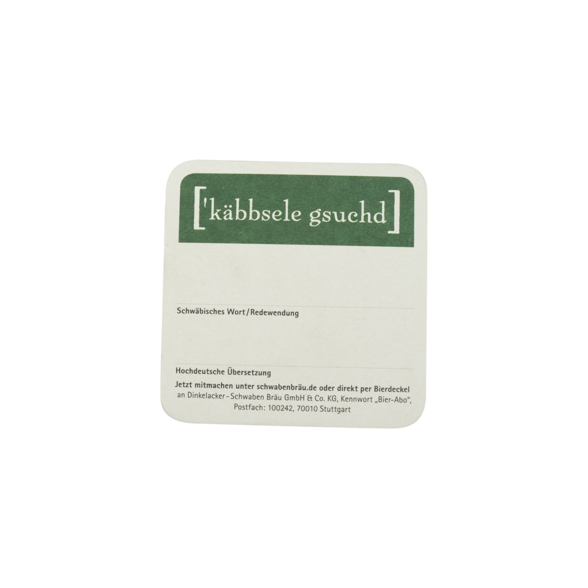 100 sous-verres à bière Schwabenbräu 10 x 10 cm, soucoupes souabes, sous-verres en feutre