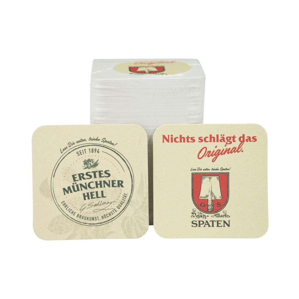 100x sous-verres en forme de bêche 9x9cm en verre pour boissons avec protection anti-gouttes
