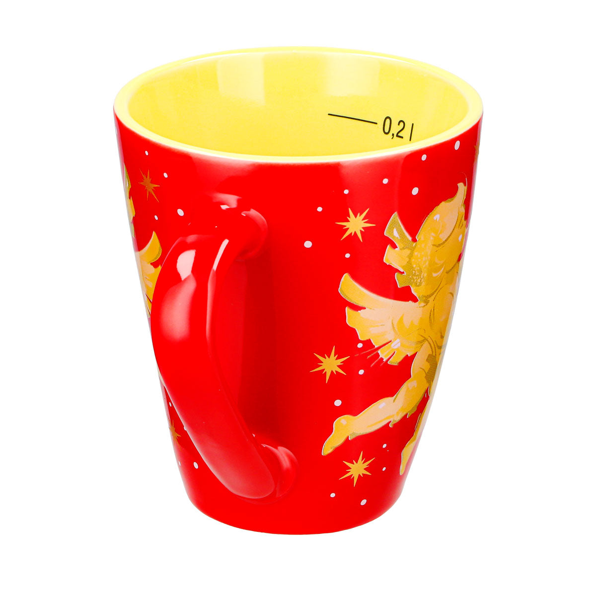 4 tasses à vin chaud Mohaba, modèle 2000 « Joyeux Noël avec un ange », rouge vif / crème, 0,2 l, graduées – Vue 7