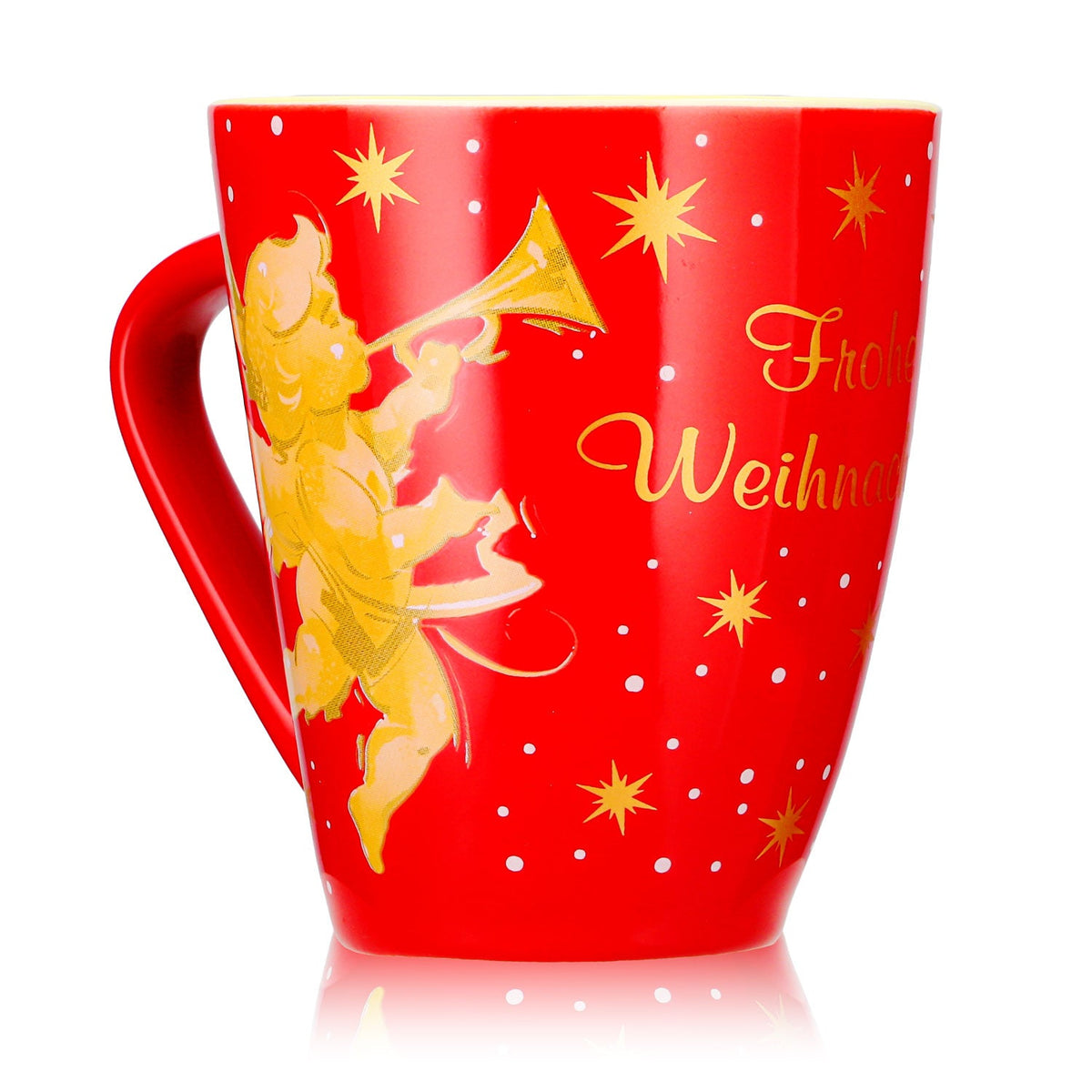 2 tasses à vin chaud Mohaba, modèle 2000 « Joyeux Noël avec un ange », rouge vif / crème, 0,2 l, graduées – Vue 8