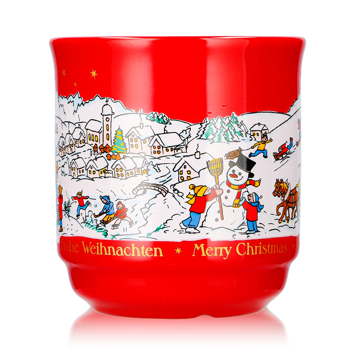6 tasses à vin chaud Mohaba, modèle 8000 « Joyeux Noël », rouge feu d'hiver, 0,2 l, graduées – Vue 2