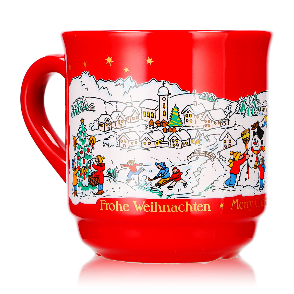 6 tasses à vin chaud Mohaba, modèle 8000 « Joyeux Noël », rouge feu d'hiver, 0,2 l, graduées – Vue 3