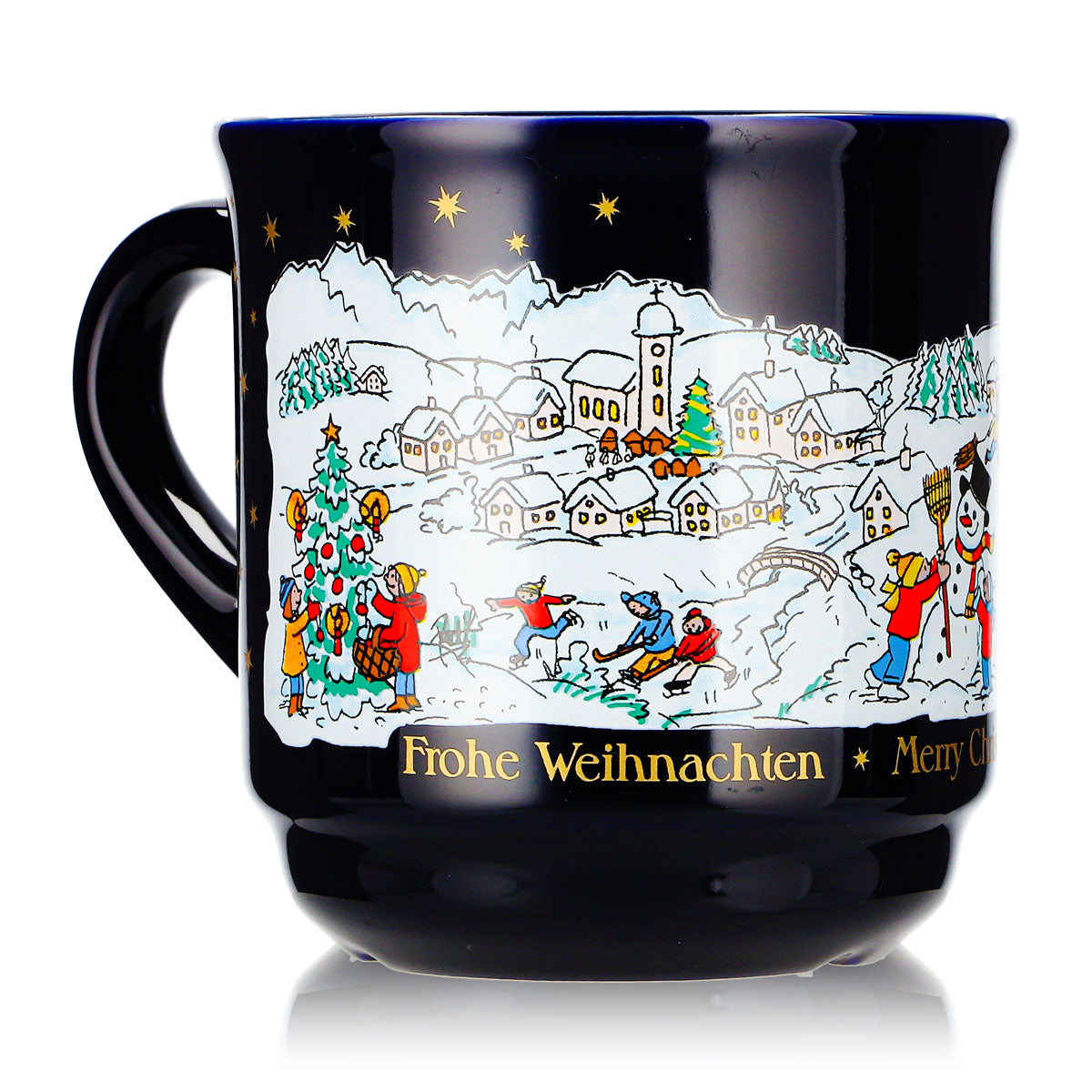 6 tasses à vin chaud Mohaba, modèle 8000 « Joyeux Noël », motif hivernal, bleu cobalt, 0,2 l, graduées – Vue 3