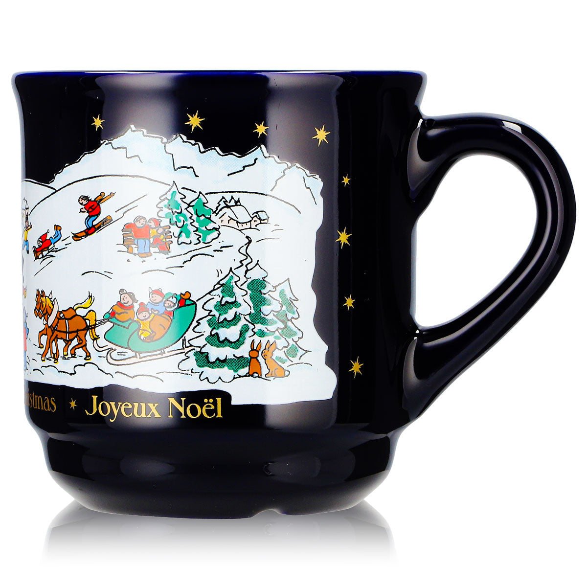6 tasses à vin chaud Mohaba, modèle 8000 « Joyeux Noël », motif hivernal, bleu cobalt, 0,2 l, graduées – Vue 6