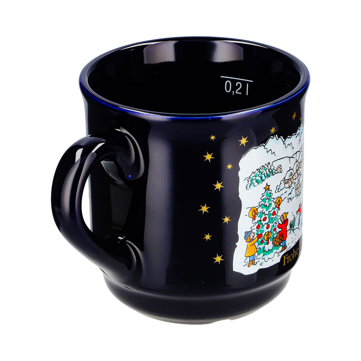 6 tasses à vin chaud Mohaba, modèle 8000 « Joyeux Noël », motif hivernal, bleu cobalt, 0,2 l, graduées – Vue 7