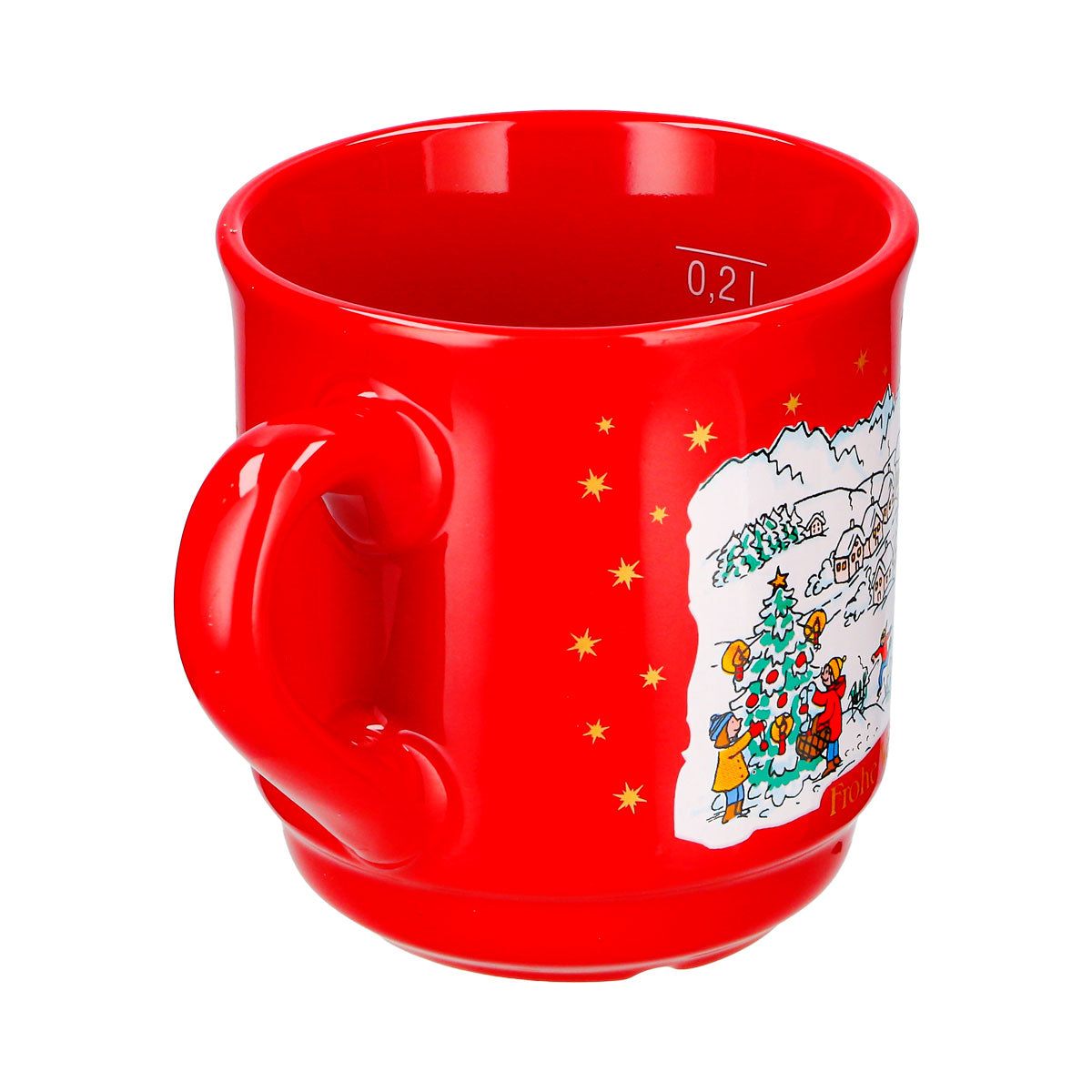 6 tasses à vin chaud Mohaba, modèle 8000 « Joyeux Noël », rouge feu d'hiver, 0,2 l, graduées – Vue 7