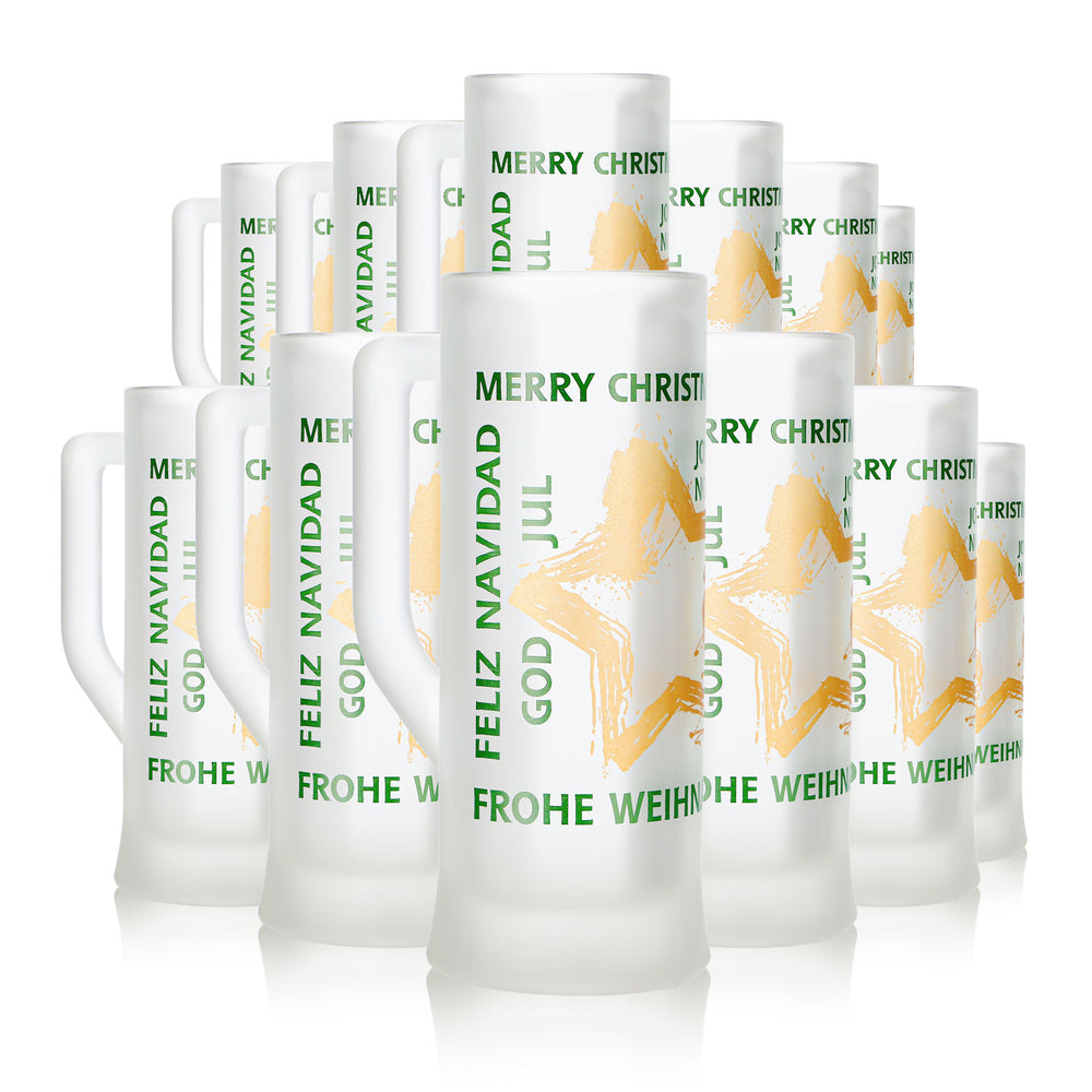 12 tasses à vin chaud Mohaba « Karlsseidel » en verre satiné « Joyeux Noël » avec étoile, 0,2 l, calibrées