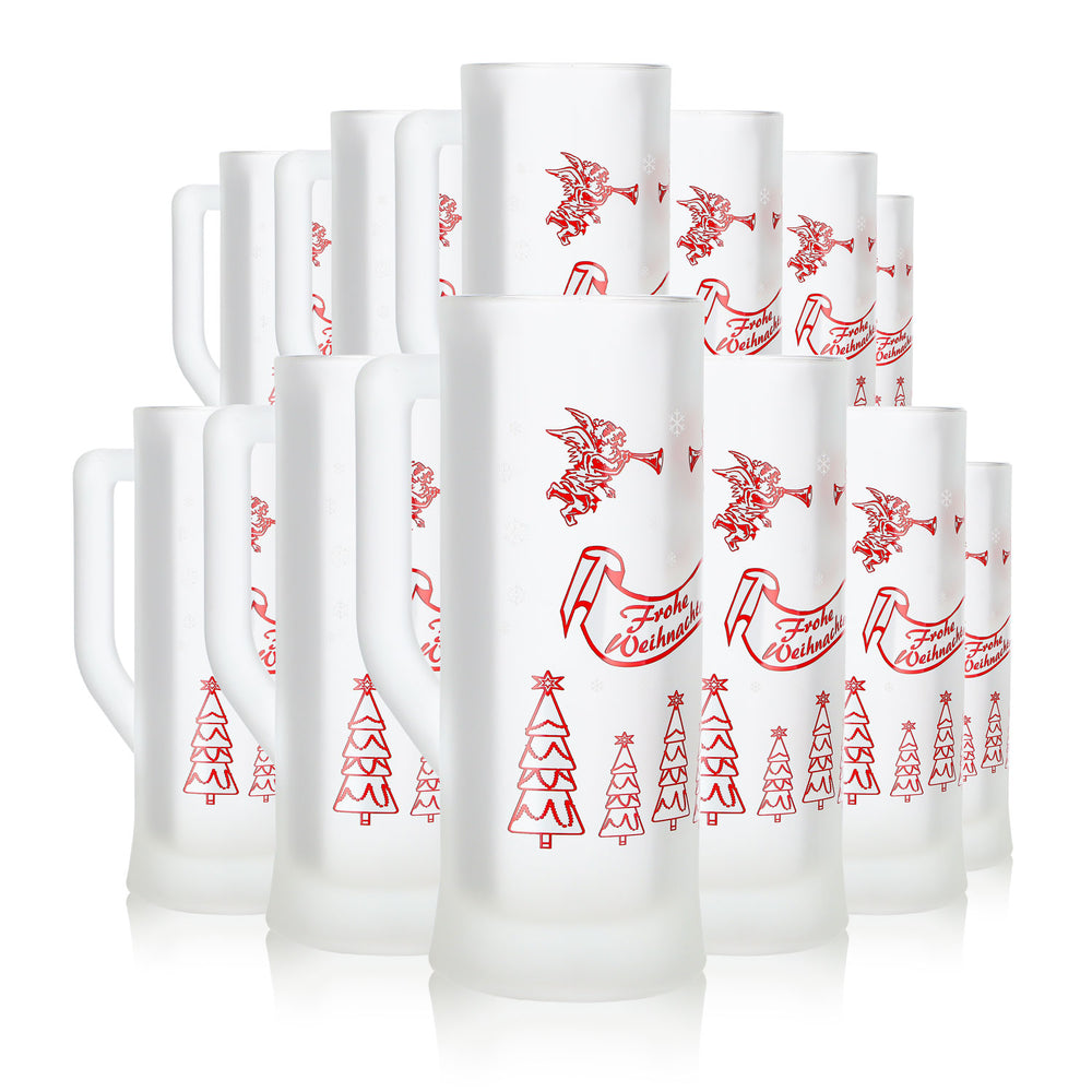 12 tasses à vin chaud Mohaba « Karlsseidel » en verre satiné « Joyeux Noël, ange », 0,2 l, graduées