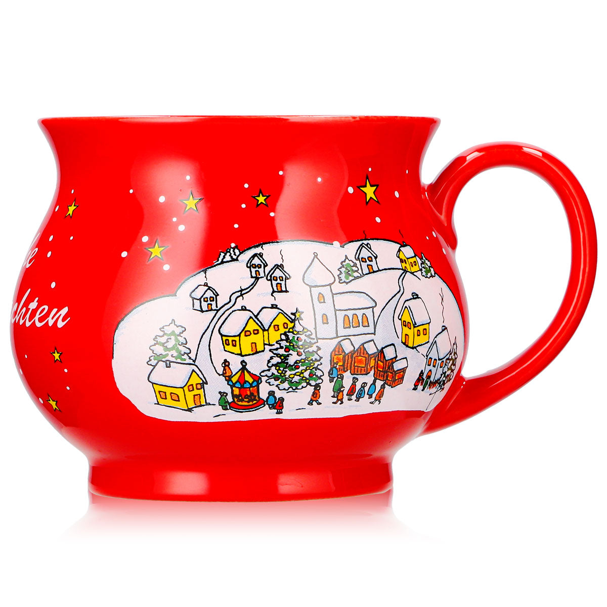 2 tasses à vin chaud Mohaba, forme sphérique, « Joyeux Noël », hiver, rouge feu, 0,2 l, graduées – Vue 6