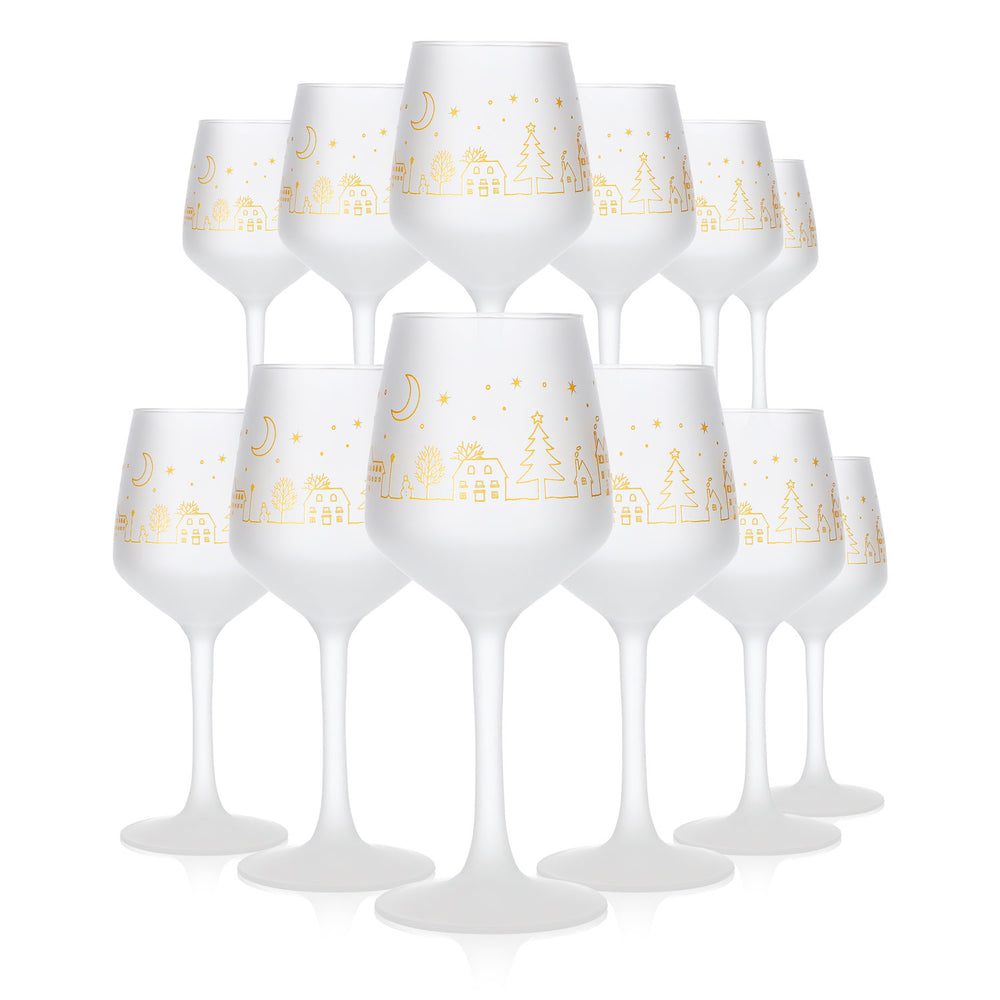 12 tasses à vin chaud Mohaba « Lineal 31 » en verre satiné, forme tulipe, 0,2 l, graduées