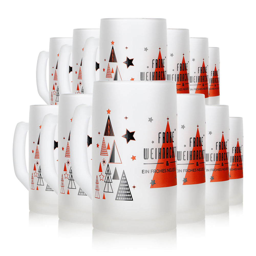 12 tasses à vin chaud Mohaba « Ludwigsseidel » en verre satiné « Joyeux Noël », 0,2 l, graduées