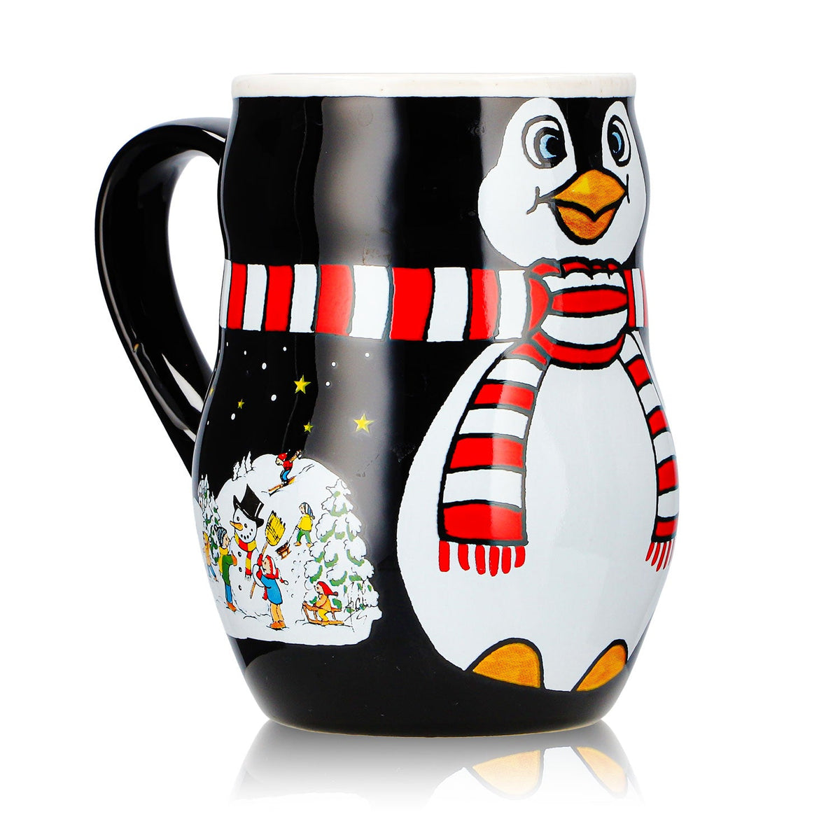 4 tasses à vin chaud Mohaba « Pingouin » avec motif en relief « Merry X-mas », noir/blanc, 0,2 l, graduées – Vue 3