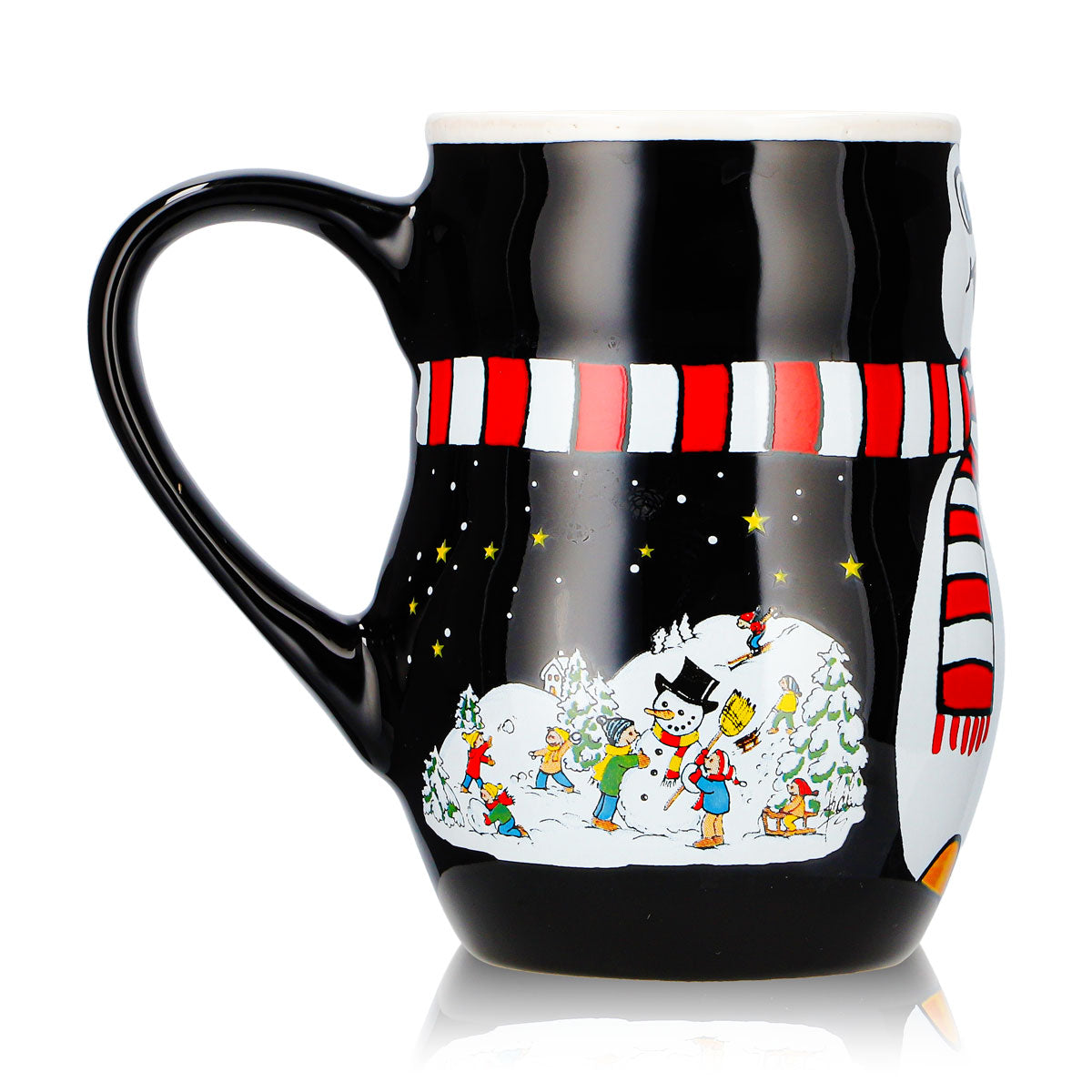 4 tasses à vin chaud Mohaba « Pingouin » avec motif en relief « Merry X-mas », noir/blanc, 0,2 l, graduées – Vue 4