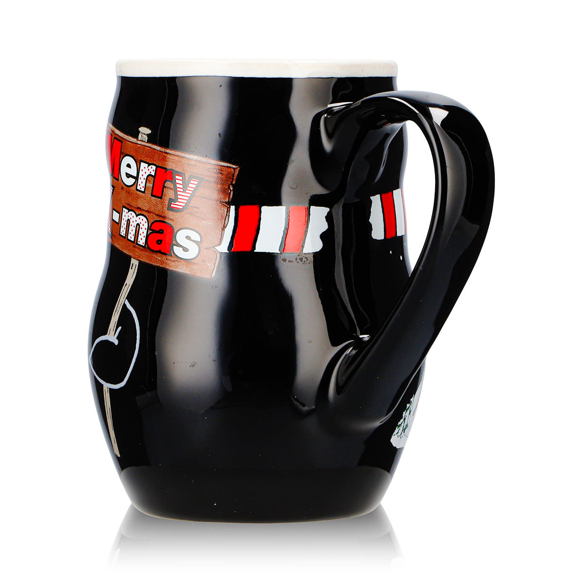 4 tasses à vin chaud Mohaba « Pingouin » avec motif en relief « Merry X-mas », noir/blanc, 0,2 l, graduées – Vue 5
