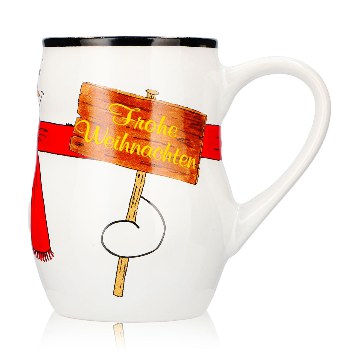 4 tasses à vin chaud Mohaba « Bon Noël » avec motif en relief de bonhomme de neige, blanc/noir, 0,2 l, graduées – Vue 6