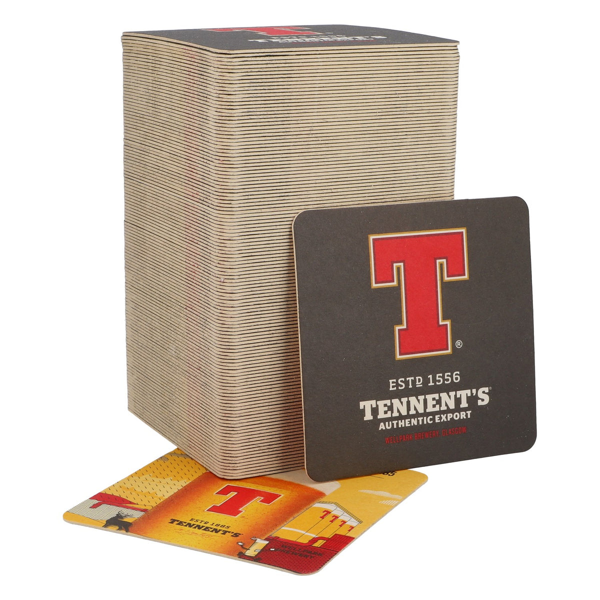 120 sous-verres Tennent's Beer Coasters Sous-verres en verre Couvercle 9,5 x 9,5 cm