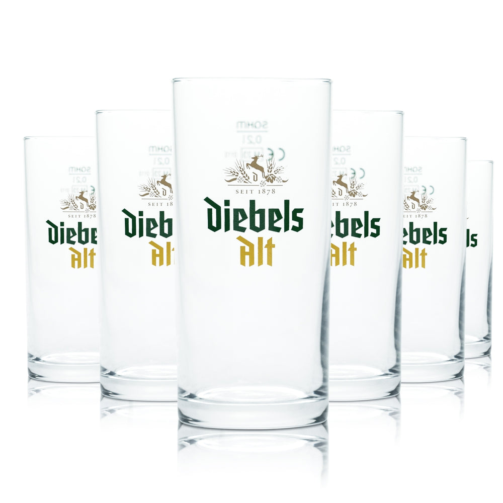 12x verre Diebels 0,2 l, bière Alt, verre à bière, verre à pied, verres, brasserie, gastronomie, chêne