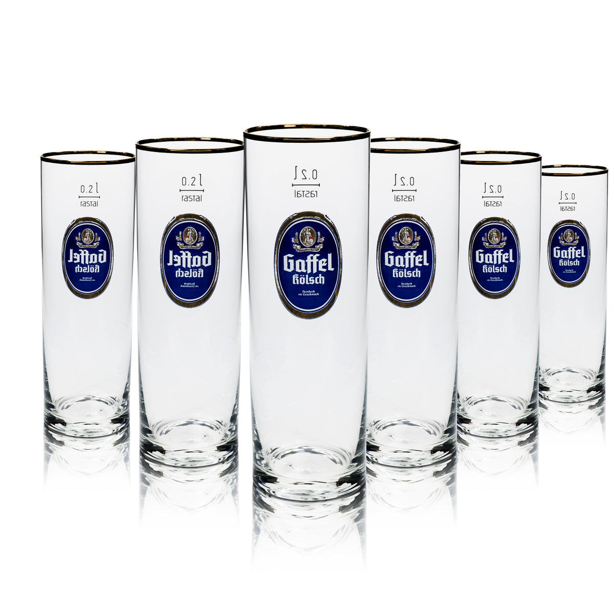12 verres à bière Gaffel Kölsch 0,2 l avec bord doré Rastal – Vue 4