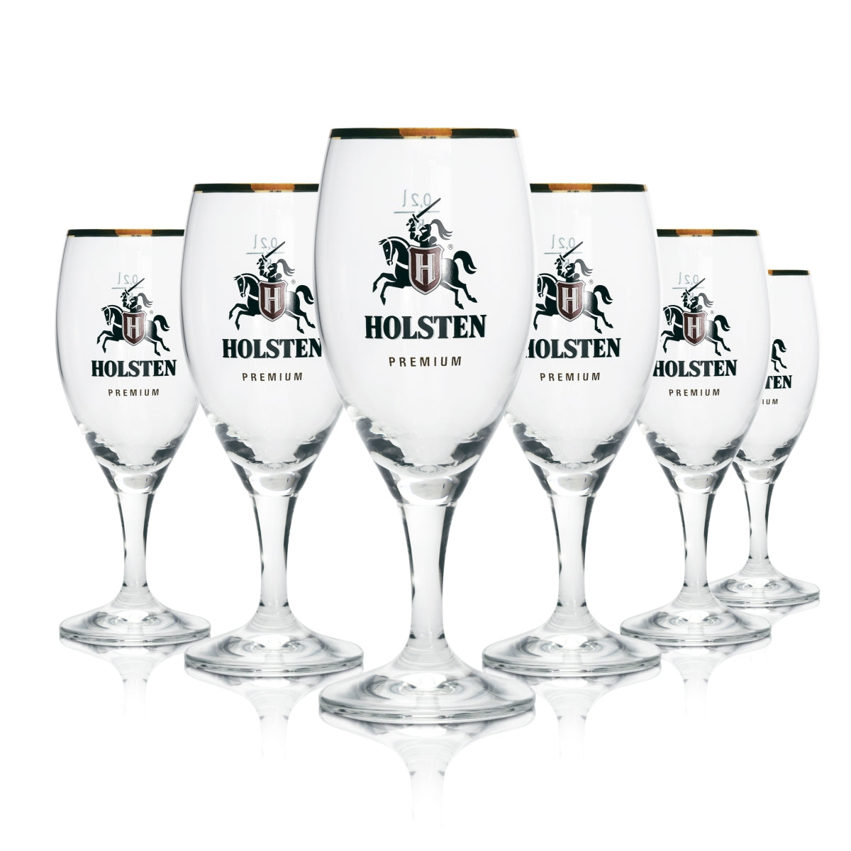 12 verres à bière Holsten Premium 0,2 l avec bord doré Rastal