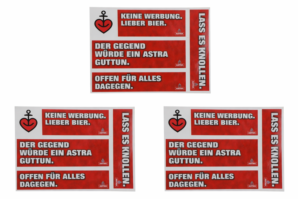 15 autocollants Astra Bier Sticker Kleber Hefter Herz Anker Hambourg, St. Pauli