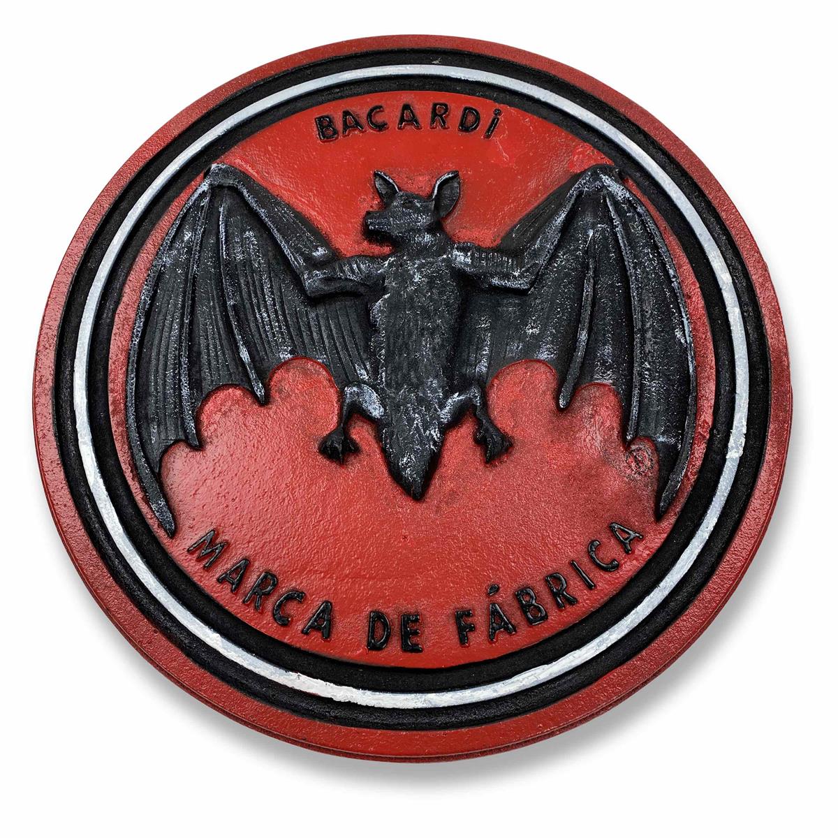 1x Bacardi Rum Schild fonte rouge noir 31 x 31