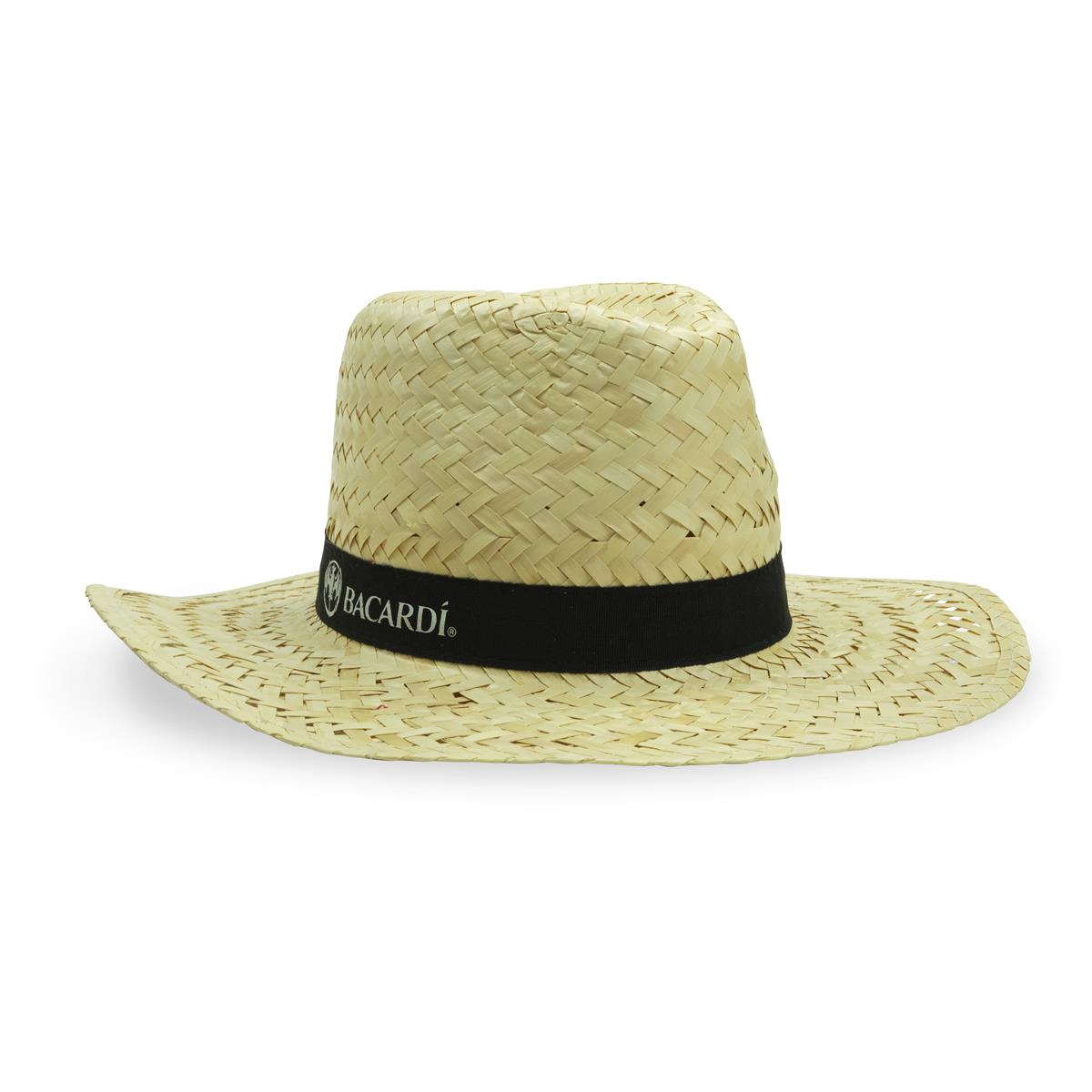 1x chapeau de paille Bacardi Rum naturel grand format