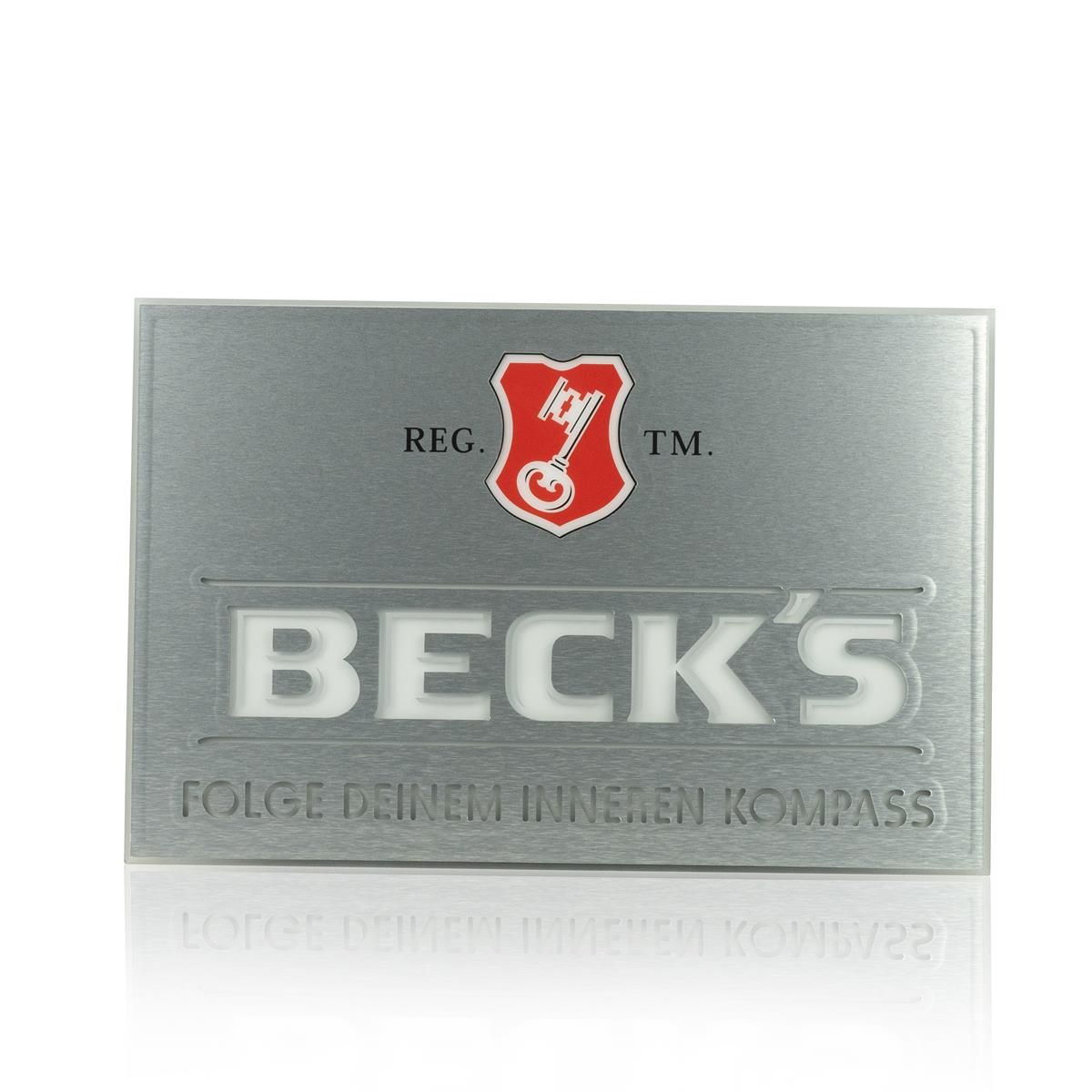 1x enseigne lumineuse Becks Bier argentée 55 x 36 cm en aluminium – Vue 2