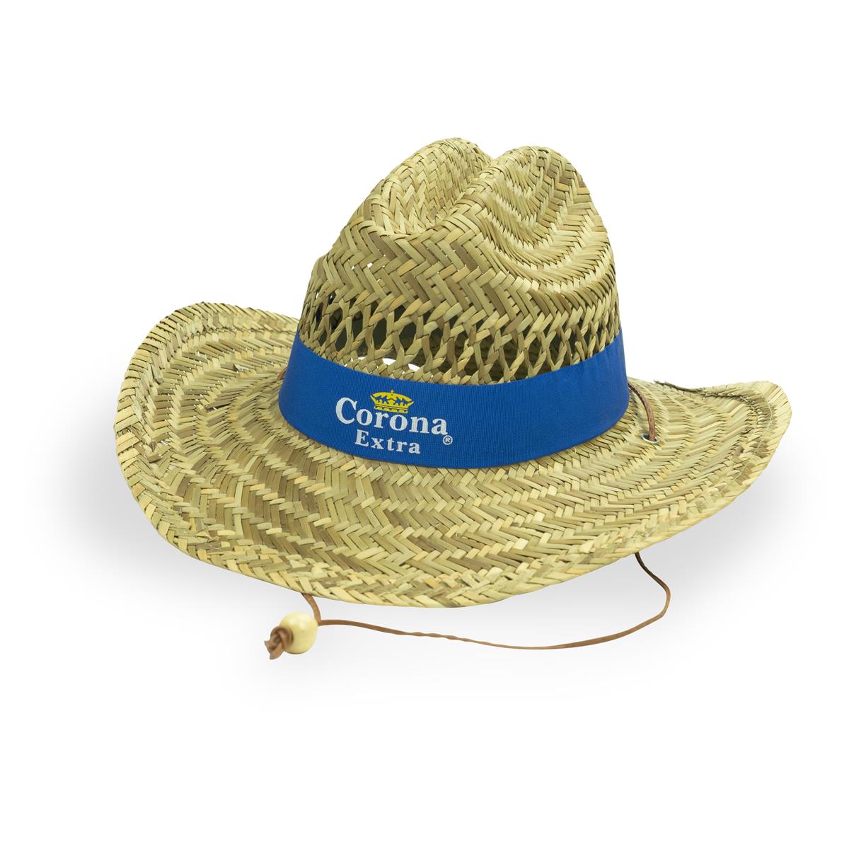 1x chapeau de paille Corona, bleu naturel avec ruban – Vue 2