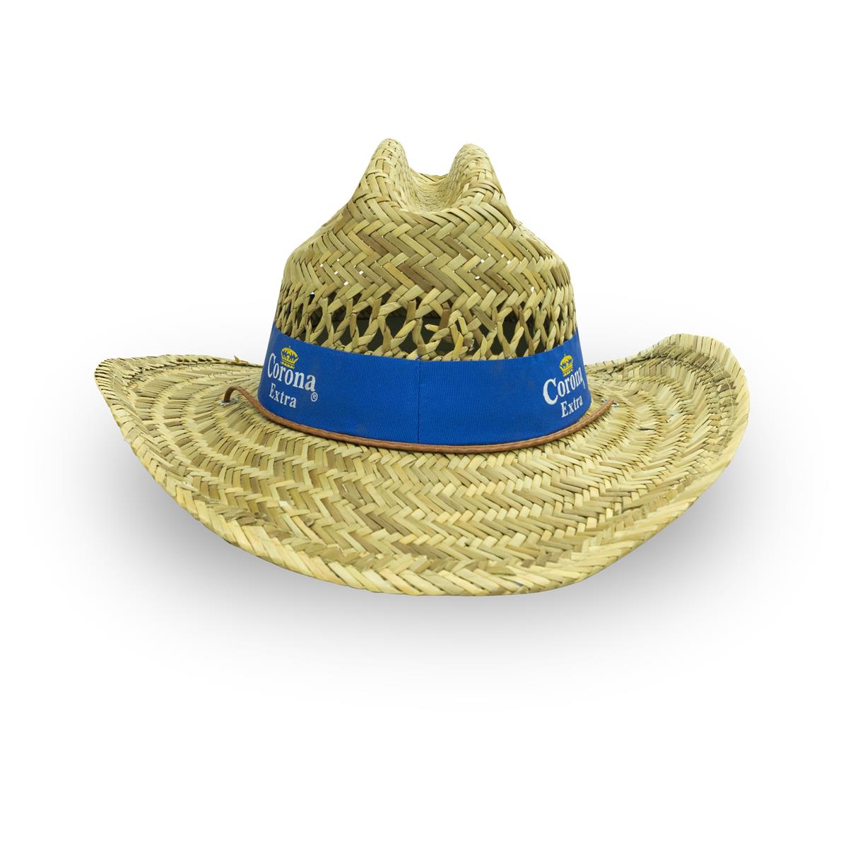 1x chapeau de paille Corona, bleu naturel avec ruban – Vue 4
