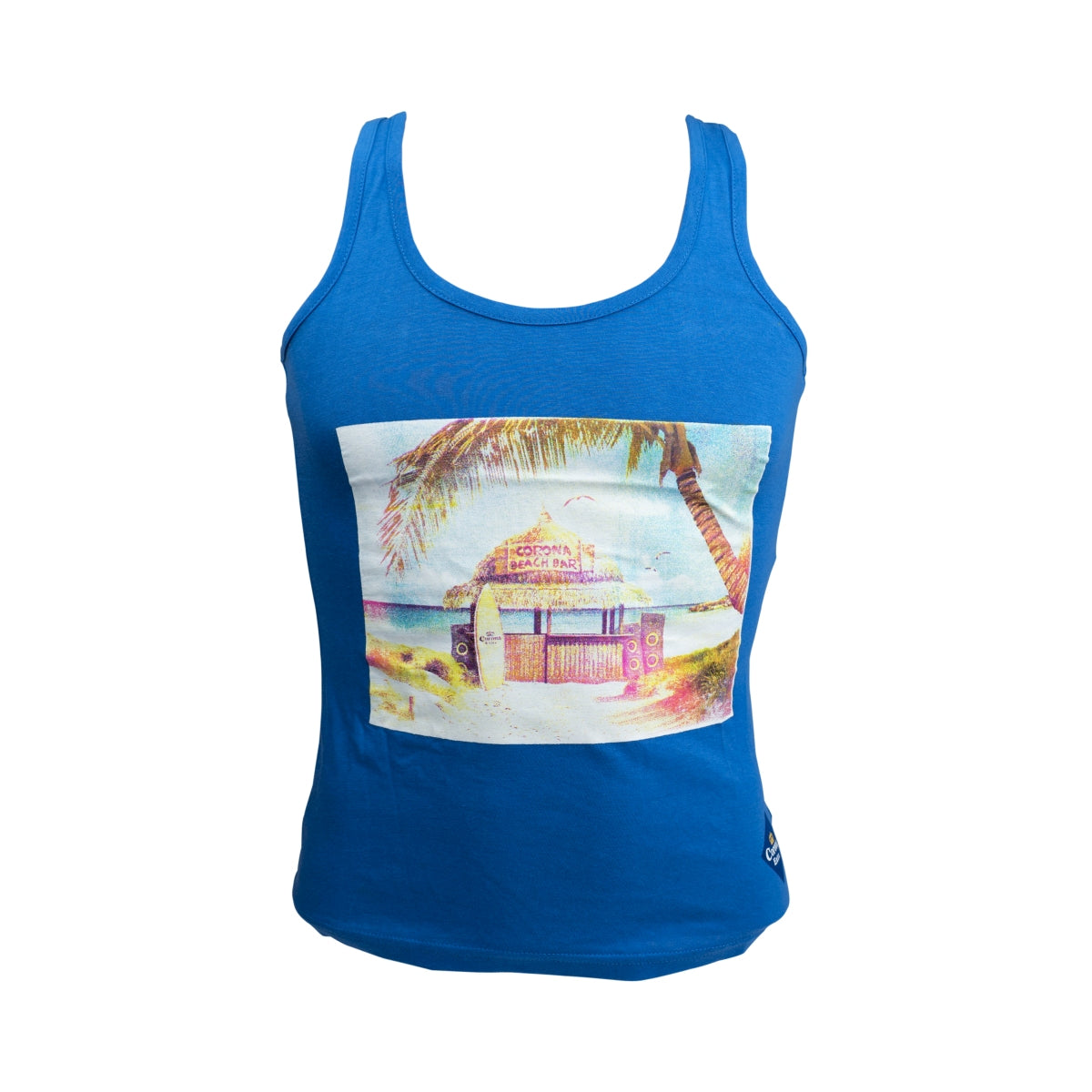 1 débardeur Corona pour femmes, bleu avec motif, taille S