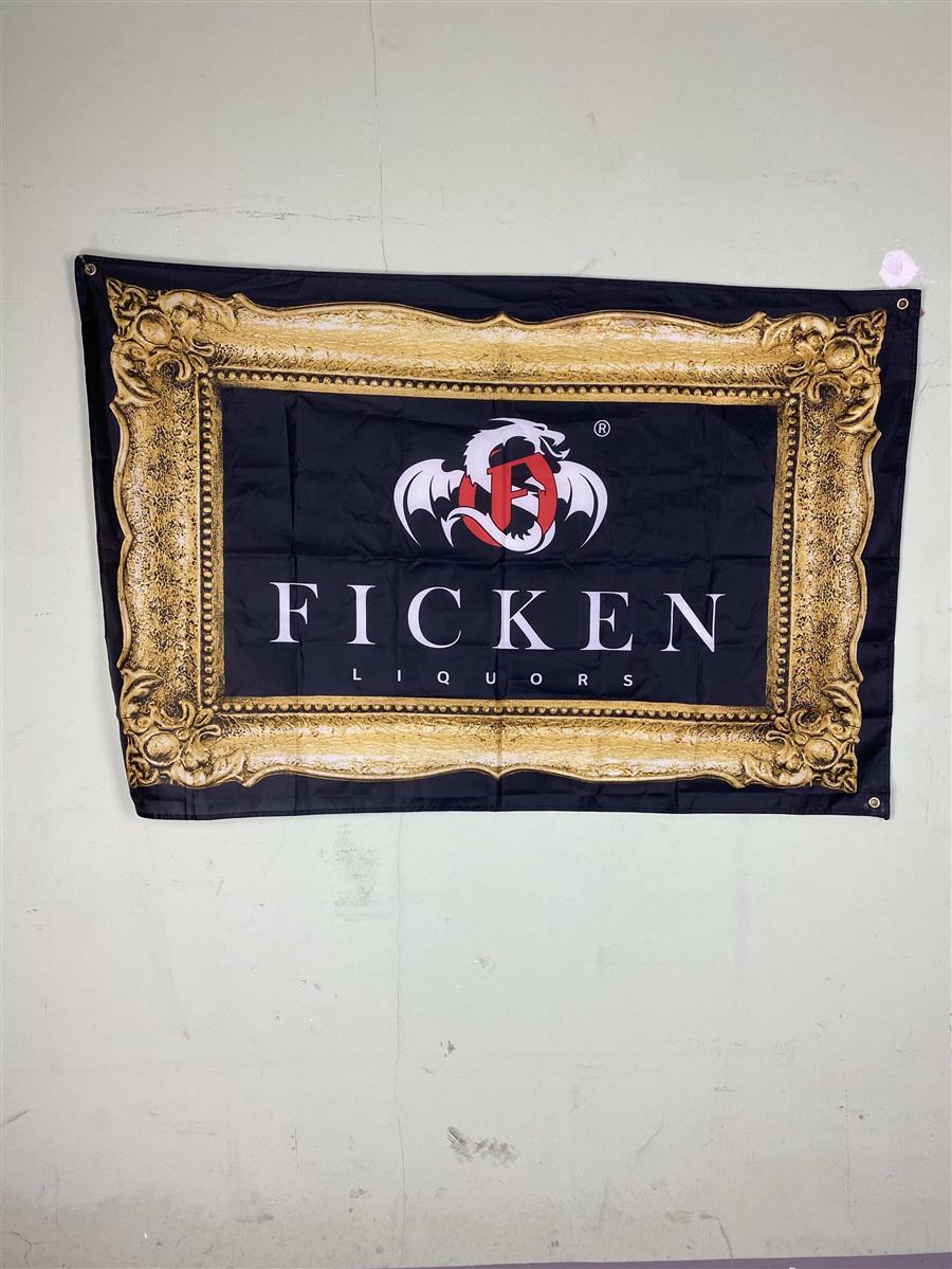 1x Ficken Liqueur Drapeau Cadre doré 150 x 100 – Vue 2