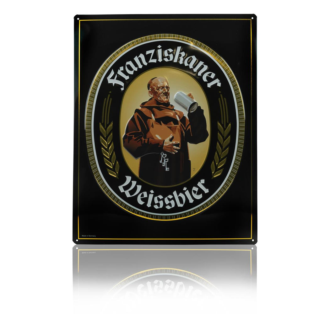 1x Grande plaque émaillée en métal Franziskaner Bier, 40 x 50