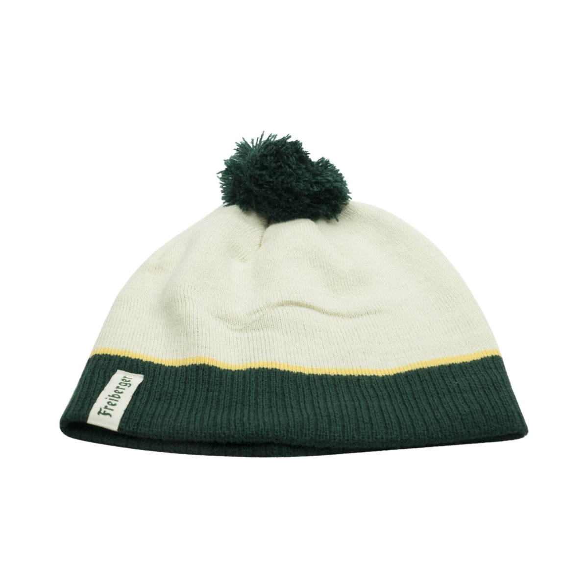 1x casquette de bière Freiberger verte et blanche avec pompon