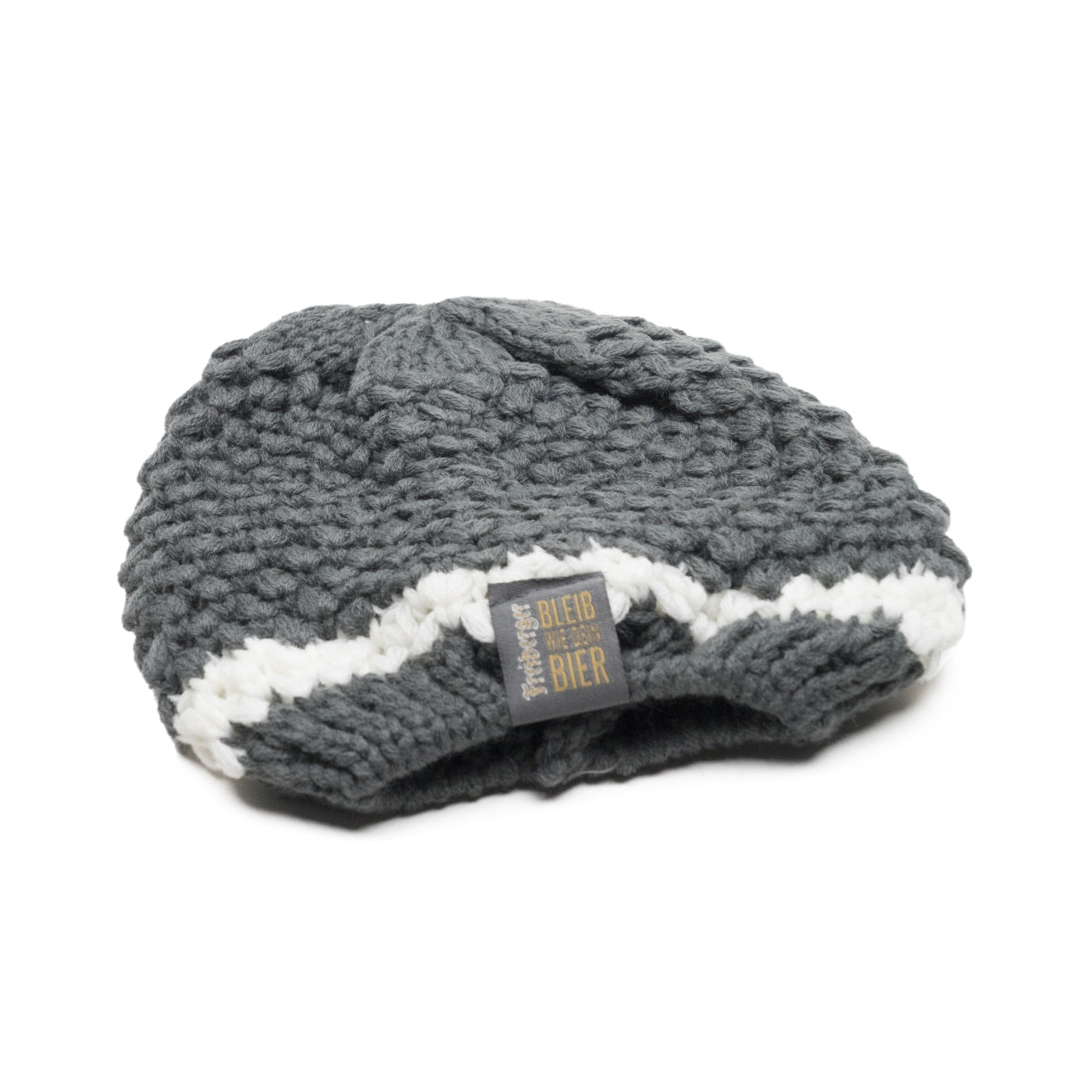 1x bonnet en tricot gris avec logo Freiberger Bier
