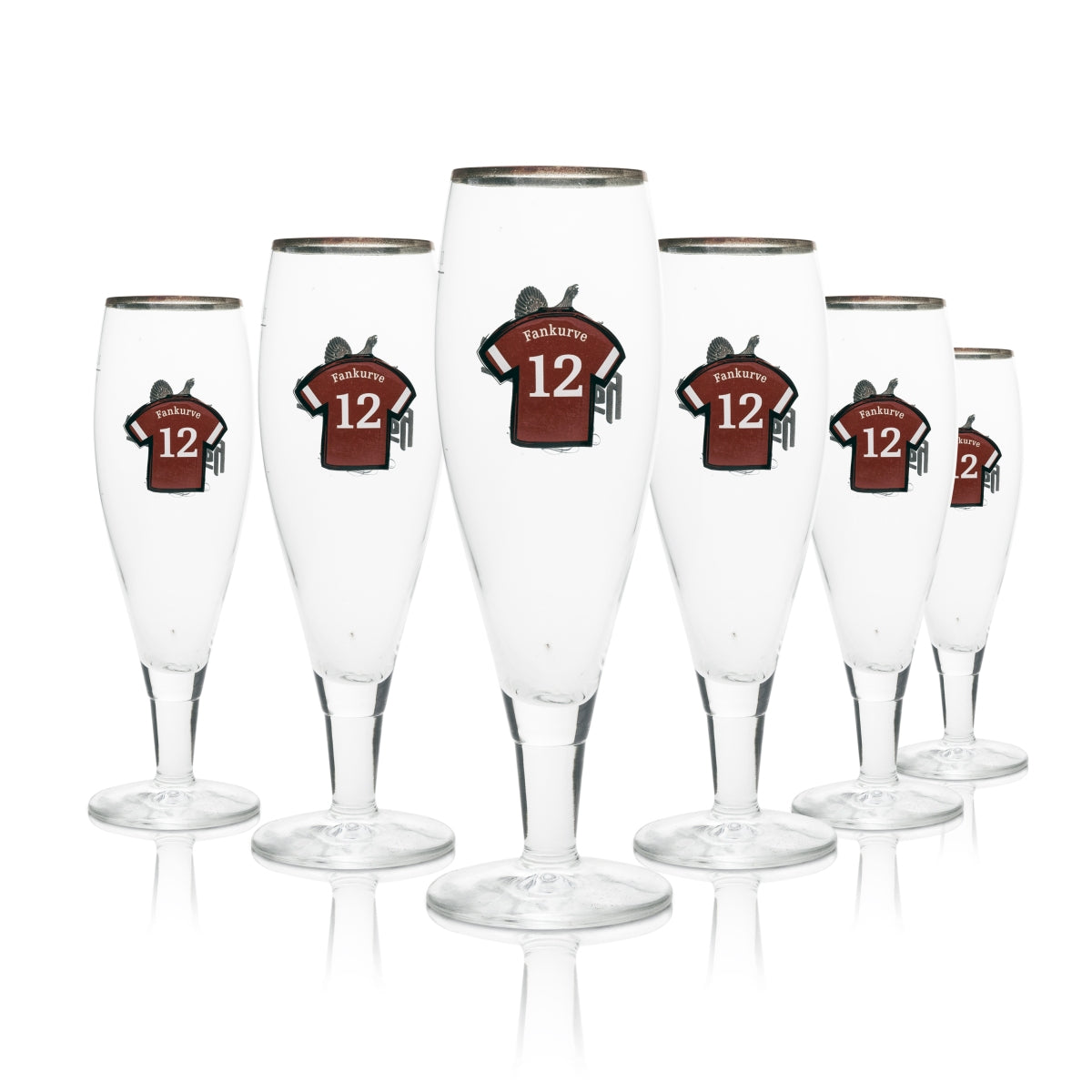 6 verres à bière Hasseröder 0,3 l, forme coupe, maillot de fan Ritzenhoff