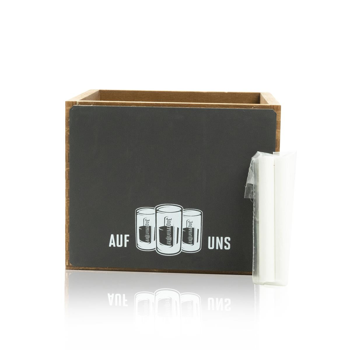 1x coffret en bois contenant une bouteille de liqueur Jägermeister et une ardoise – Vue 3