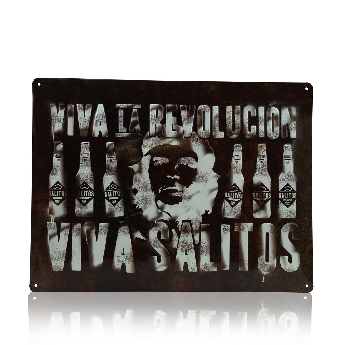 1x plaque métallique Salitos Bière Viva La Revolution marron 40 x 30