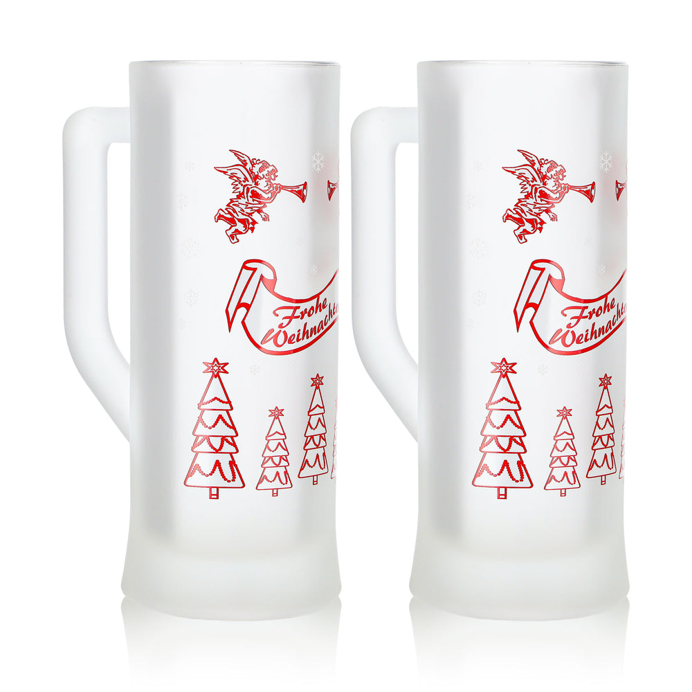 2 tasses à vin chaud Mohaba « Karlsseidel » en verre satiné « Joyeux Noël, ange », 0,2 l, graduées