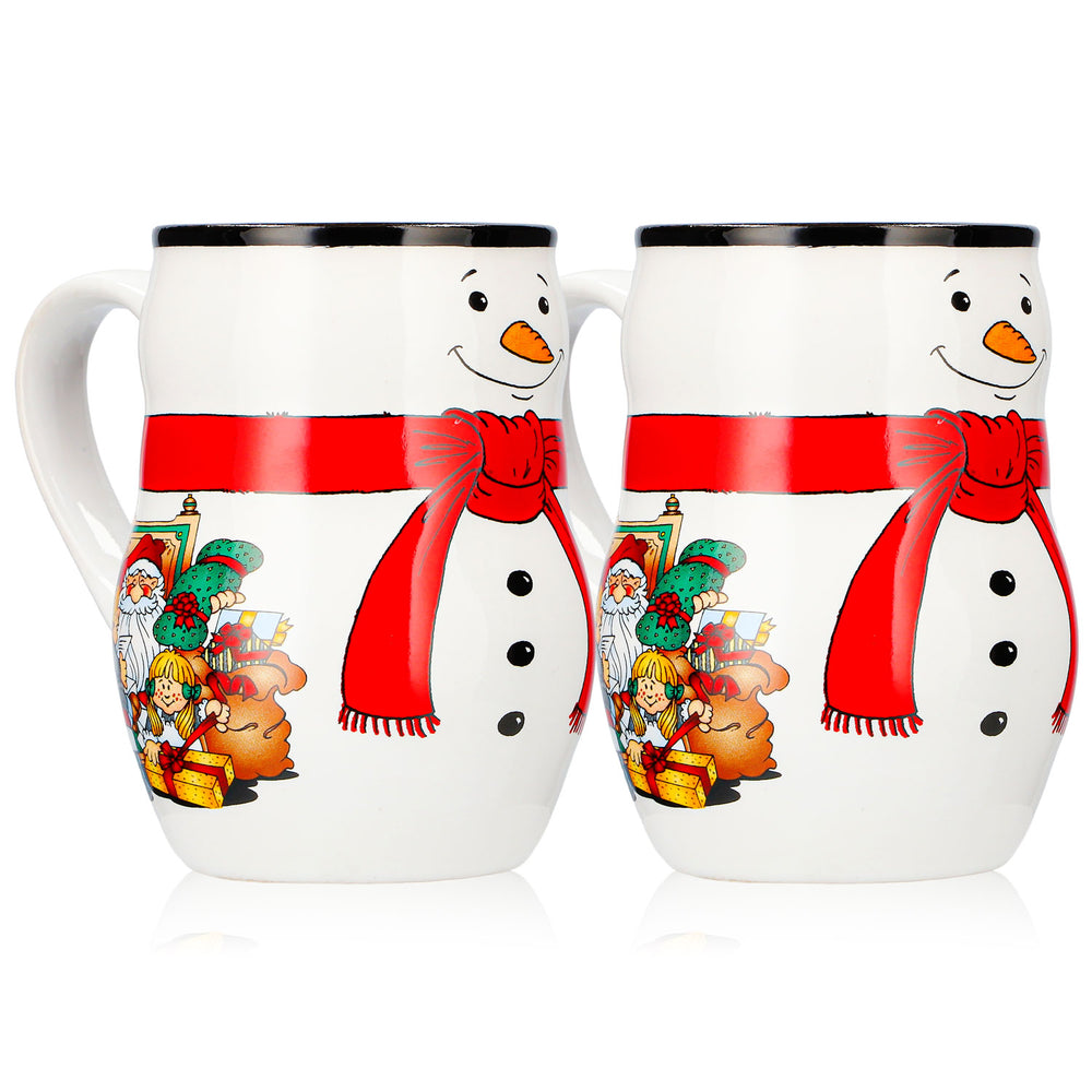 2 tasses à vin chaud Mohaba « Bon Noël » avec motif en relief de bonhomme de neige, blanc/noir, 0,2 l, graduées
