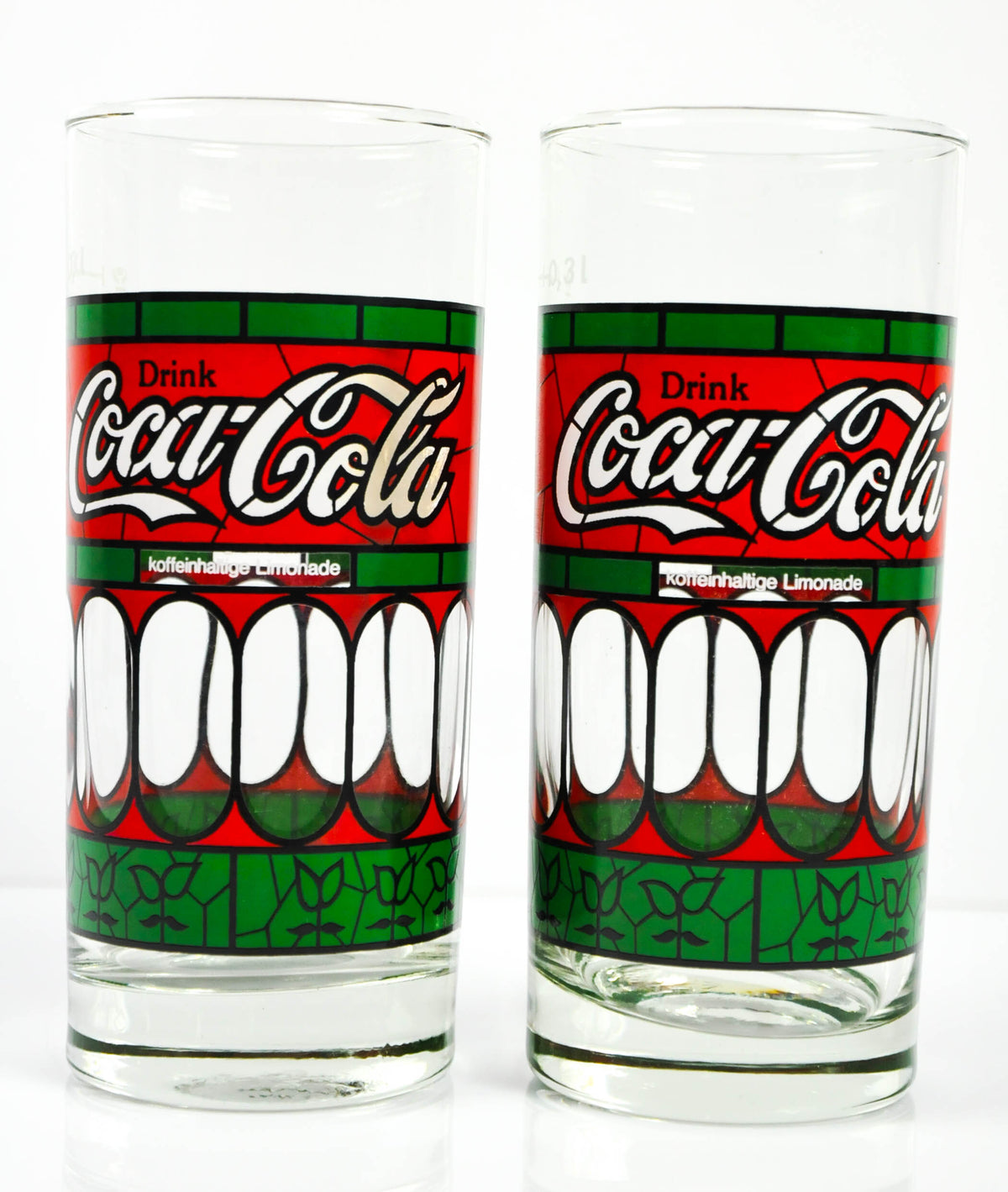 2 verres Coca Cola 0,3 l Tiffany, édition spéciale des années 80, lot de verres pour collectionneurs