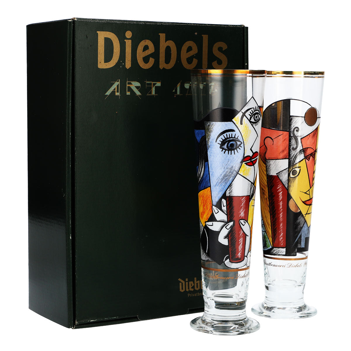 2 coffrets collector de verres à bière Diebels comprenant 2 verres spéciaux Art 1998 avec fiche technique