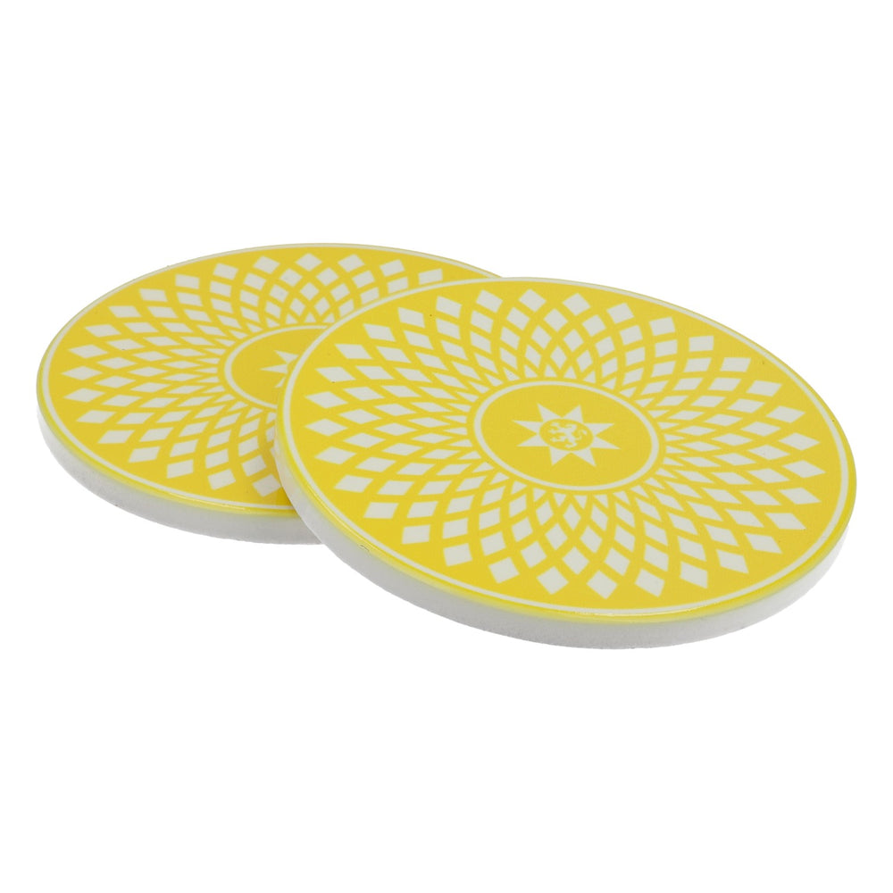 2x Gerolsteiner sous-verres Sous-verres en verre avec pied en liège Céramique Jaune