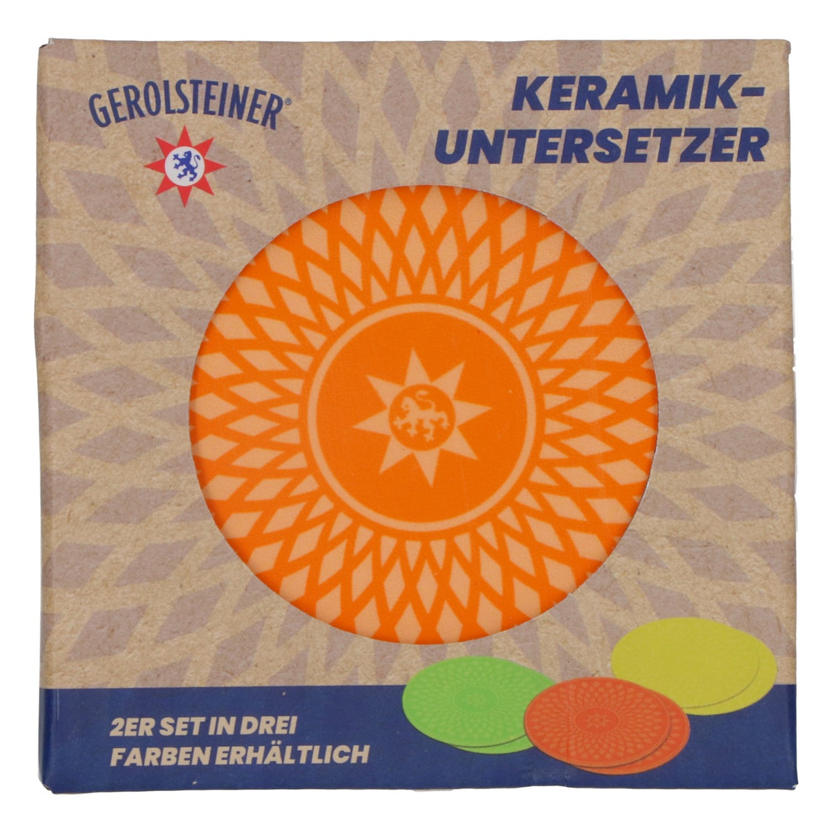 2x Gerolsteiner Sous-verres Sous-verres en verre Boissons avec pied en liège Céramique Orange – Vue 4